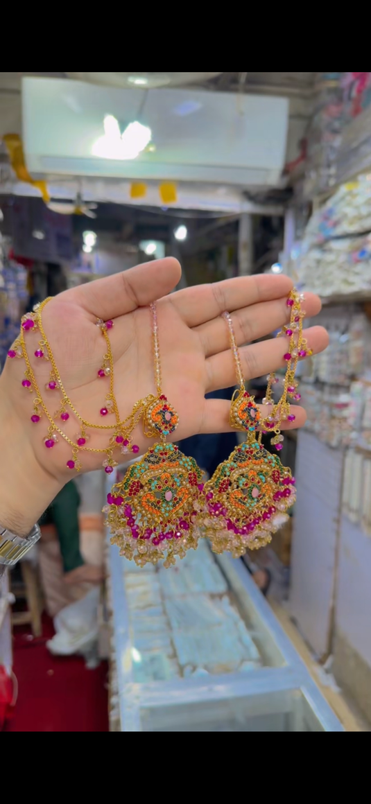9 Ratan Necklace set with saharay walay Earrings(Ns339)