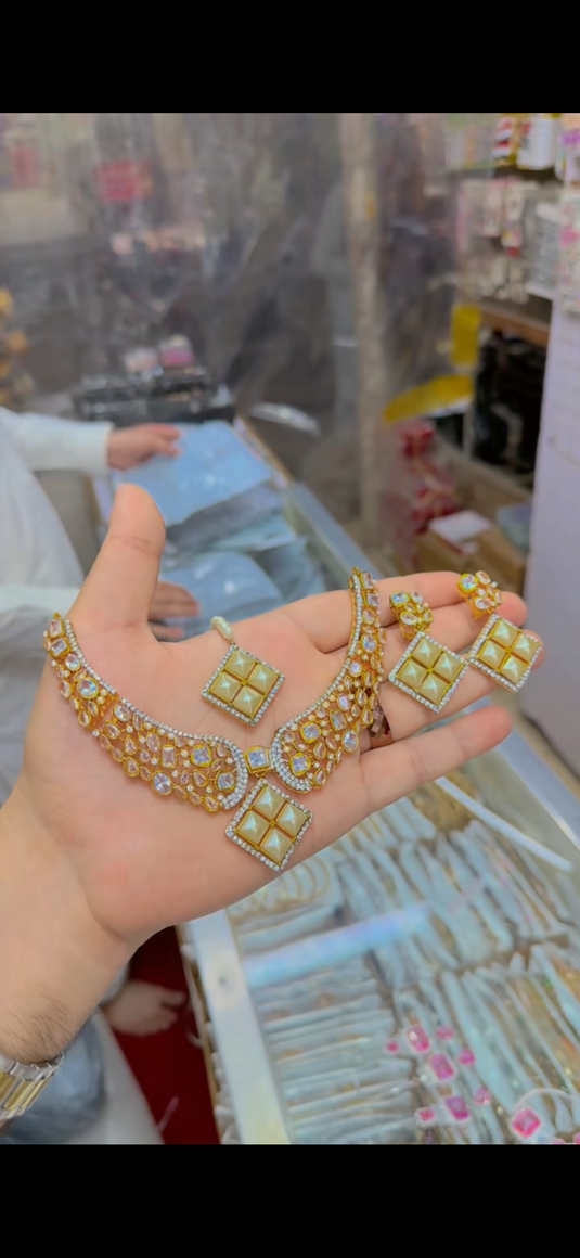 Real Zircone Sona Polish Necklace set(Ns314)