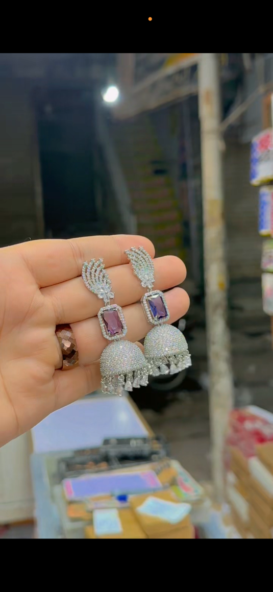 One Carrat AD Jhumka(American Diamond π) (Er311)