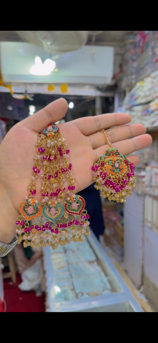9 Ratan Necklace set with saharay walay Earrings(Ns339)