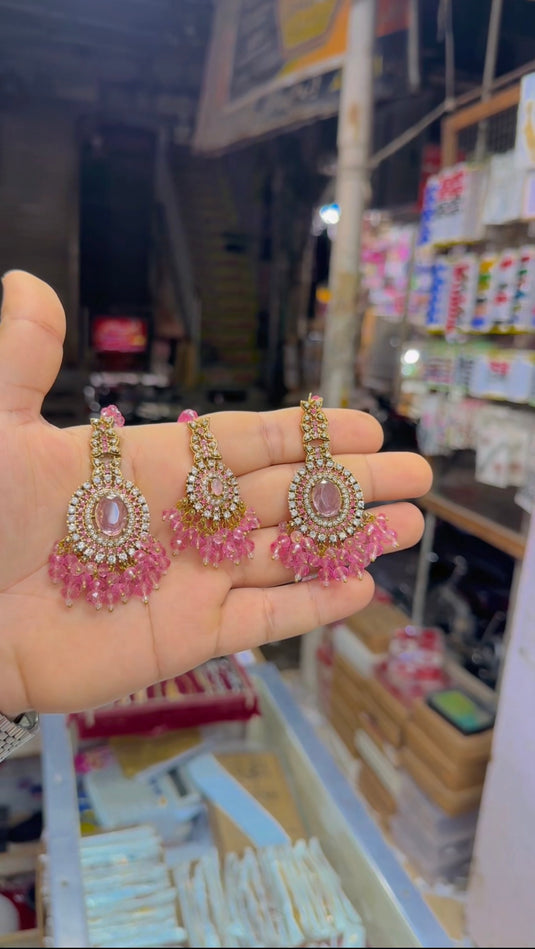 Zircone (Rajwari style) Very Good quality bindiya earrings (Bk38)