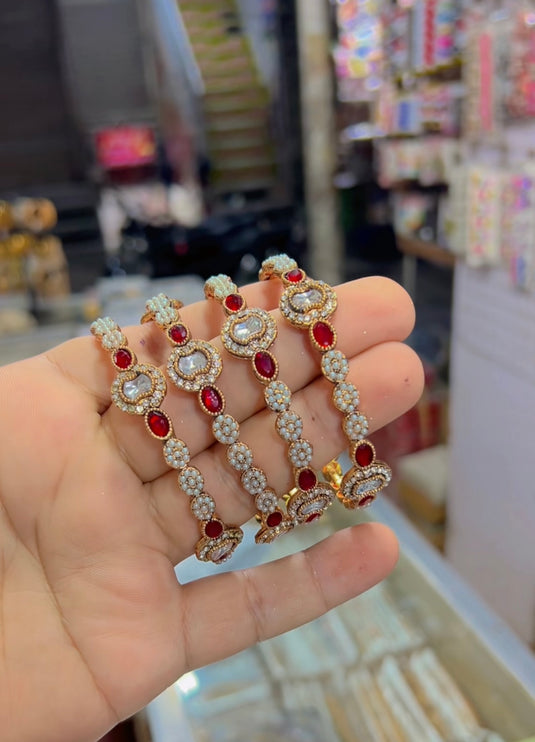 kundan 4 pc bangles (Bg129)
