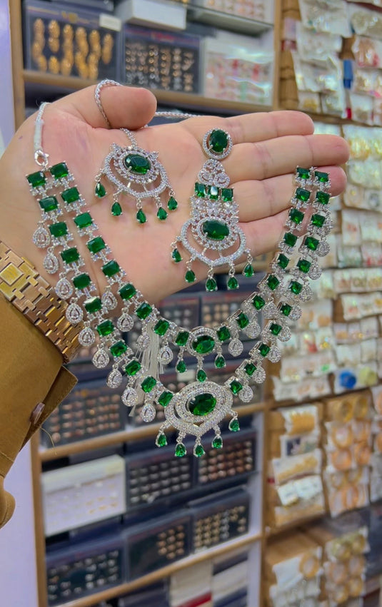 1 carat Ad Zircone 2bl layer Necklace set (Ns148)