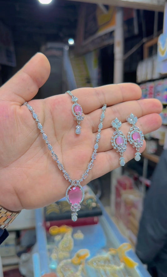 1 carat american diomand necklace set (Ns188)