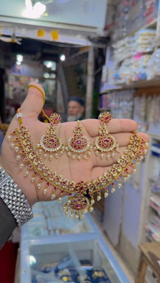 South indian Necklace set (No need of Gold) (Ns322)