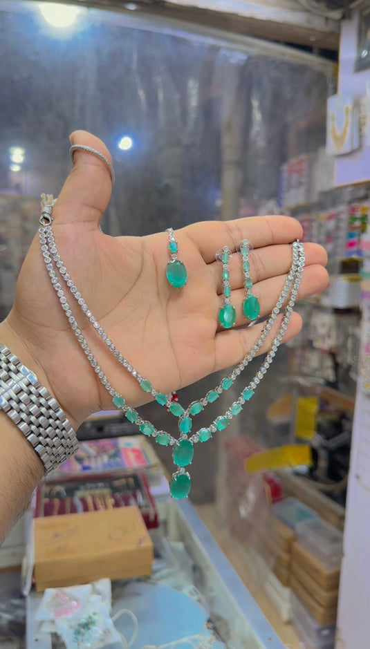 1 carat (Ad) Dbl layer necklace set (Ns304)