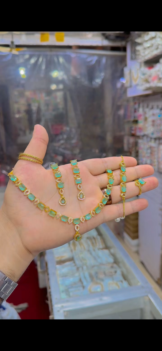 One Carrat Necklace set with bracelet & Ring (Ns253)