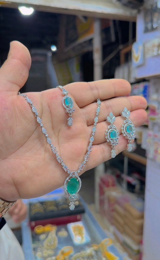 1 carat american diomand necklace set (Ns188)