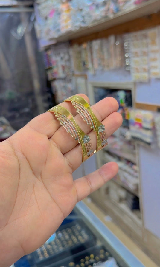 Gold plated white gold daily Use Bangles (Bg324)p