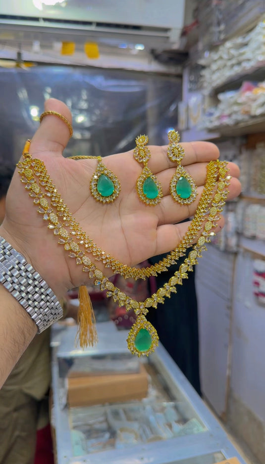American diomand (Ad) 2bl layer necklace set (Ns295)