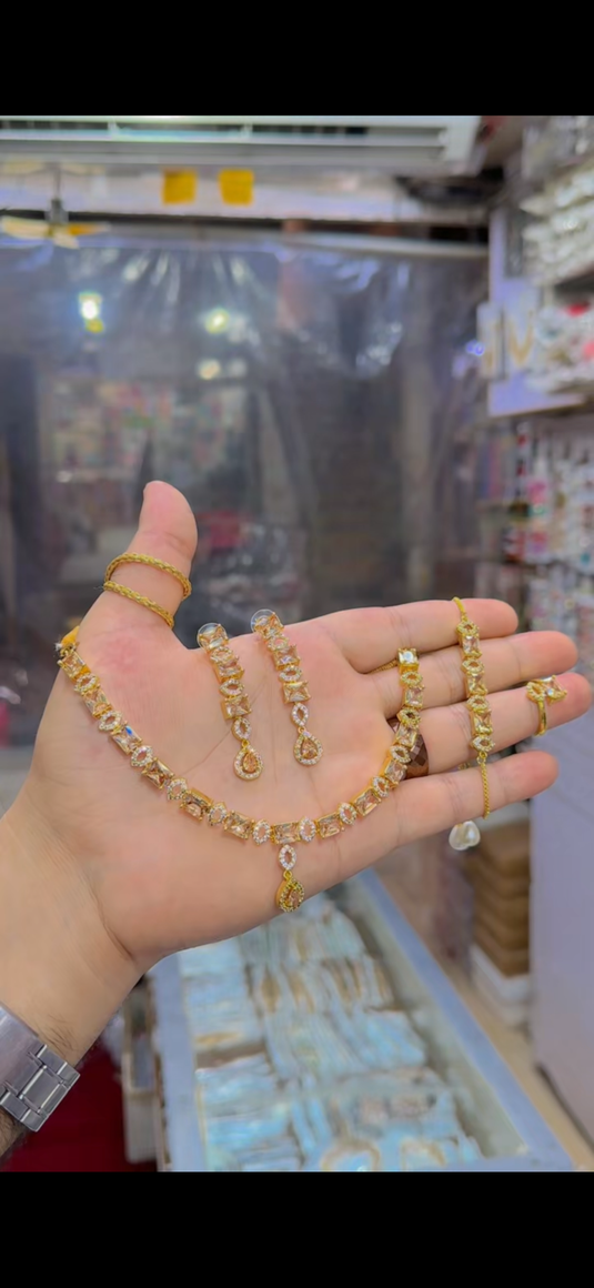 One Carrat Necklace set with bracelet & Ring (Ns253)
