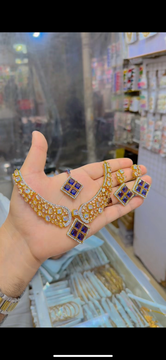 Real Zircone Sona Polish Necklace set(Ns314)