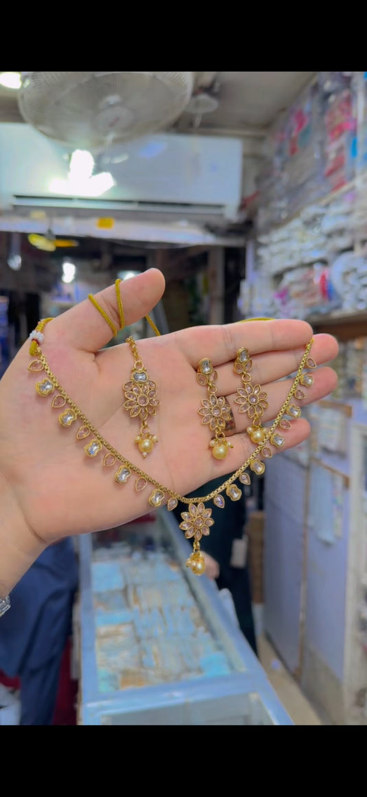 Real Kundan polki stone Necklace set(Ns239)