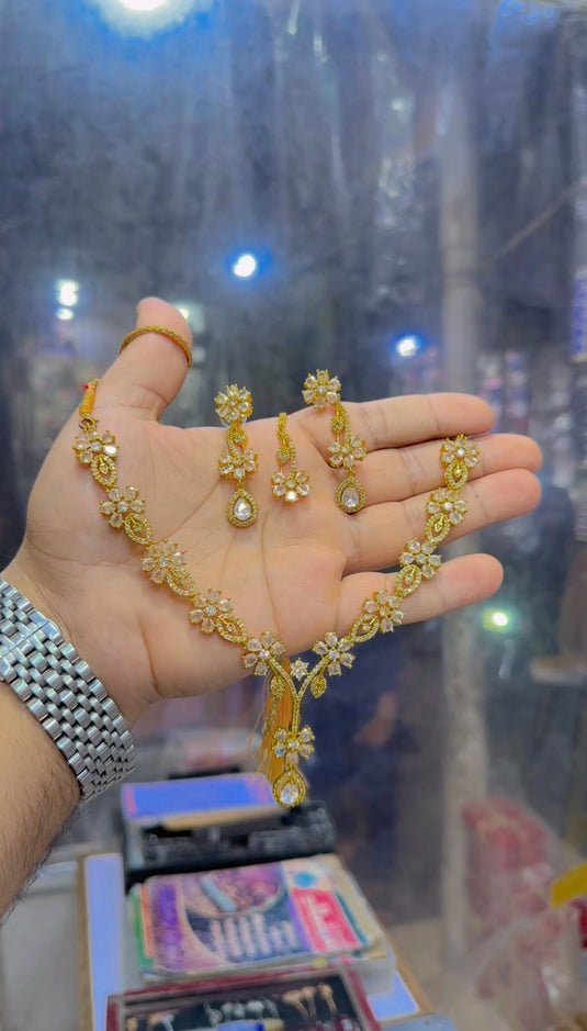 1 carat (Ad) american diomand necklace set (Ns307)