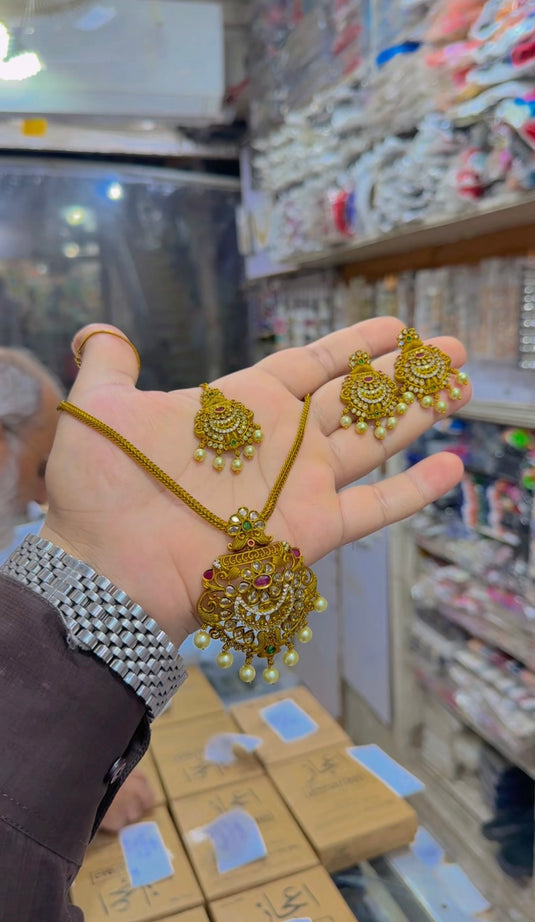 Orginal south Indian necklace set with bindiya (Ns241)