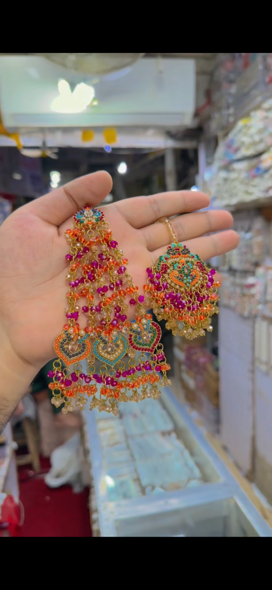 9 Ratan Necklace set with saharay walay Earrings(Ns339)