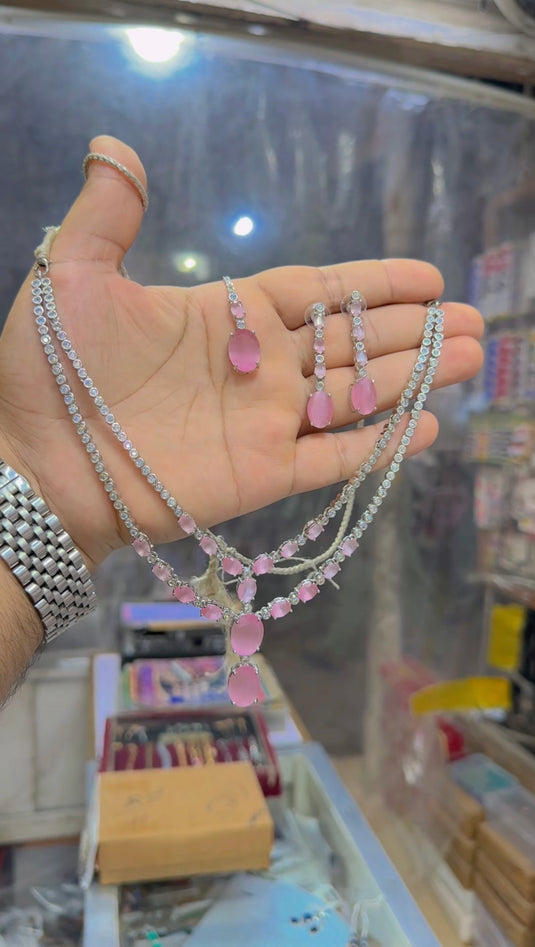 1 carat (Ad) Dbl layer necklace set (Ns304)