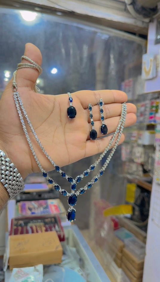 1 carat (Ad) Dbl layer necklace set (Ns304)