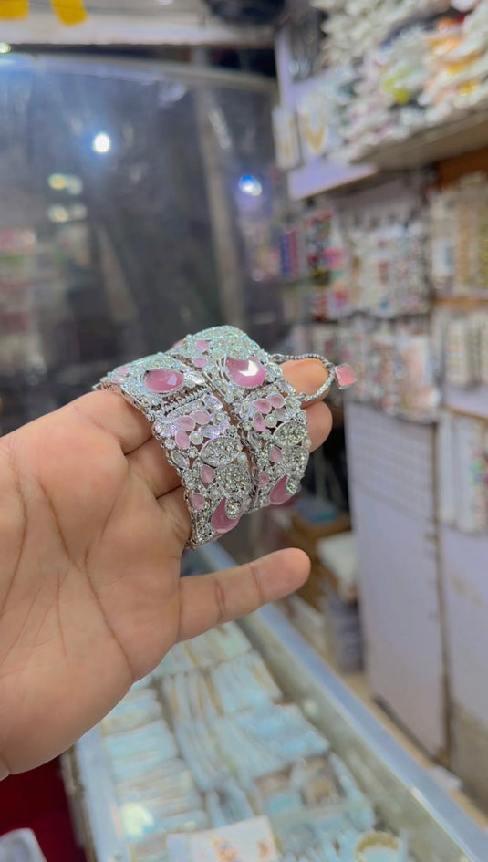 Turkish Zircone (Openable) bangles (Bg339)  Size For 2.4 (ad pa2) and 2.6 (sawa2)