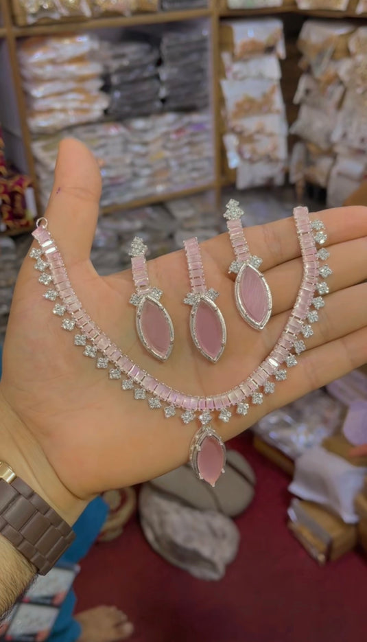 Zircone Nagina Doublet Stone Necklace Set (Ns083)