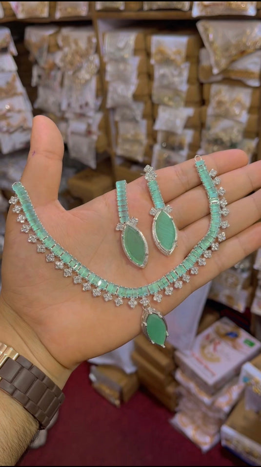 Zircone Nagina Doublet Stone Necklace Set (Ns083)