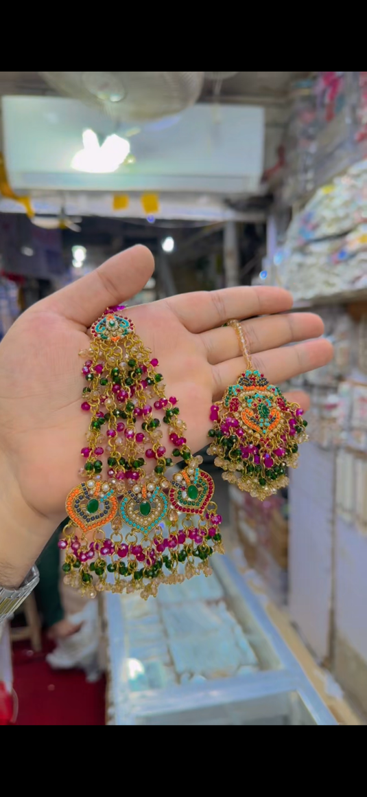 9 Ratan Necklace set with saharay walay Earrings(Ns339)
