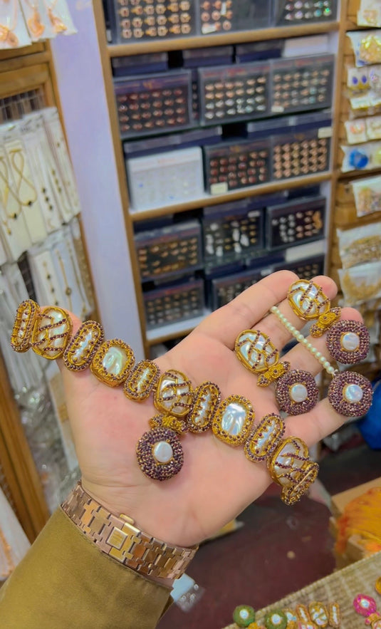 Turkish Necklace set(Mother of Pearl’s) (Ns93)