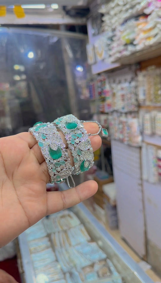 Turkish Zircone (Openable) bangles (Bg339)  Size For 2.4 (ad pa2) and 2.6 (sawa2)