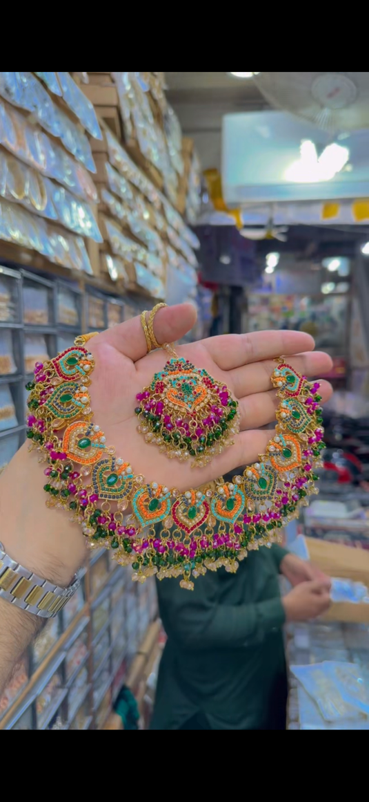 9 Ratan Necklace set with saharay walay Earrings(Ns339)