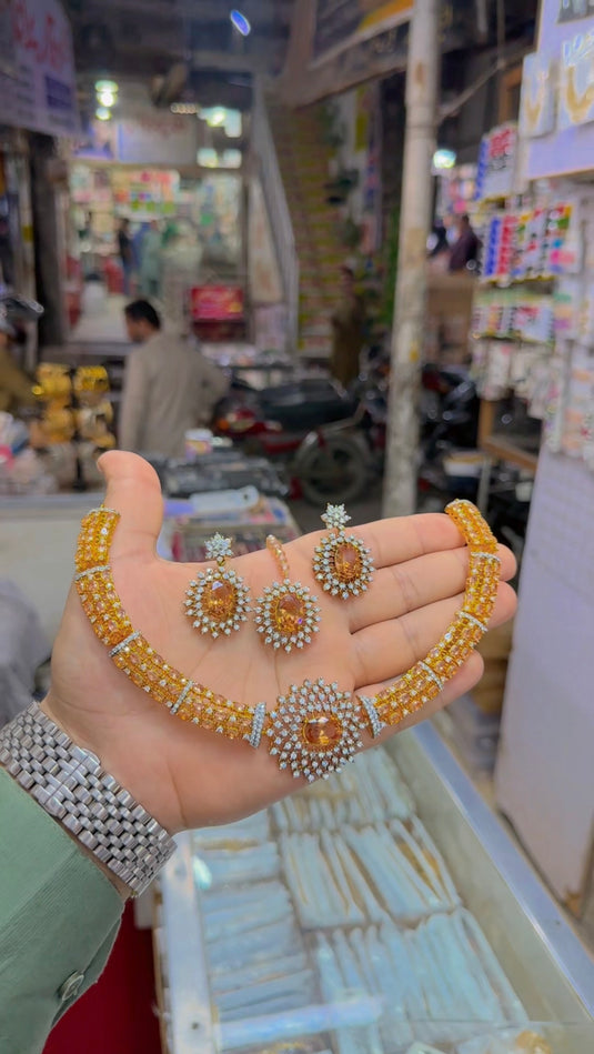 Diomand cut zircone necklace set (Ns318)
