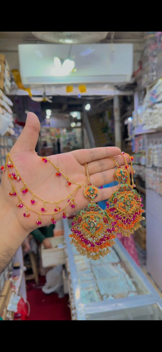 9 Ratan Necklace set with saharay walay Earrings(Ns339)
