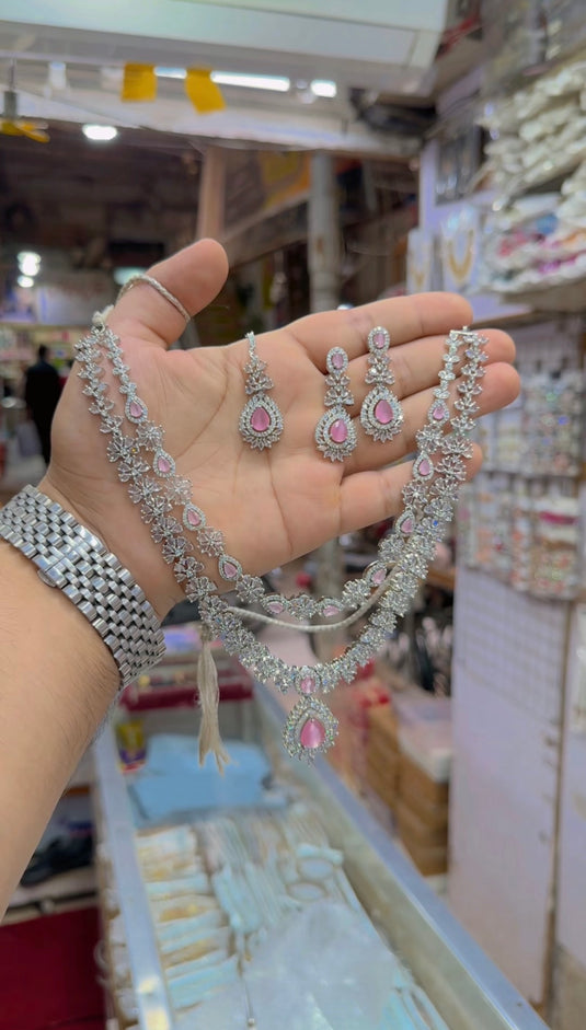 1 carat (Ad) 2bl layer necklace set (Ns323)
