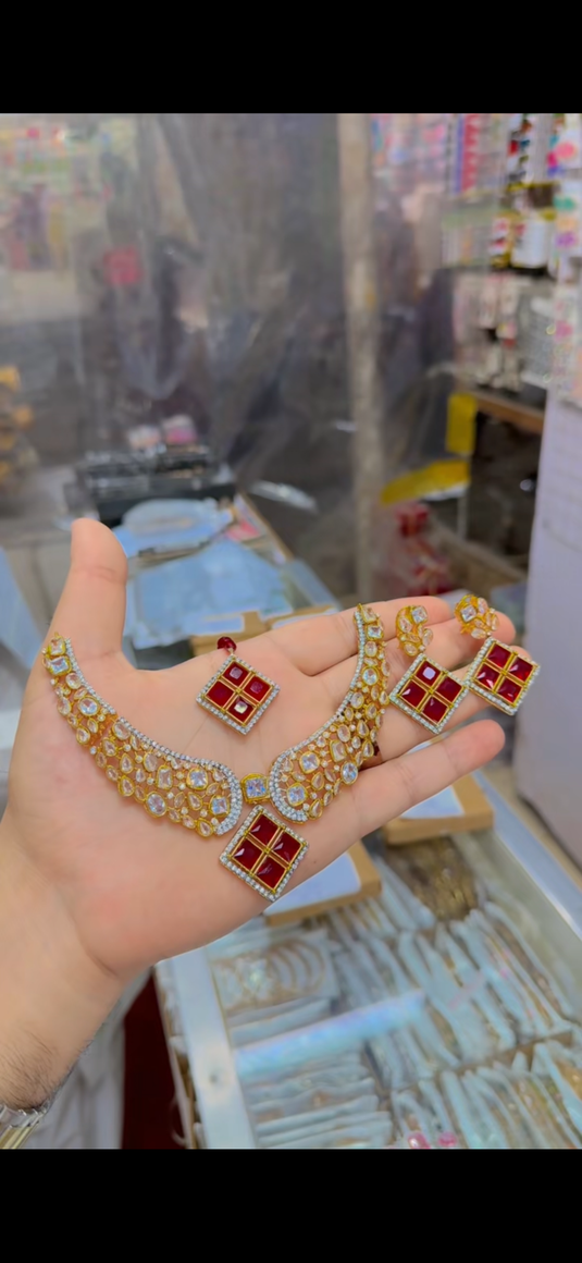 Real Zircone Sona Polish Necklace set(Ns314)