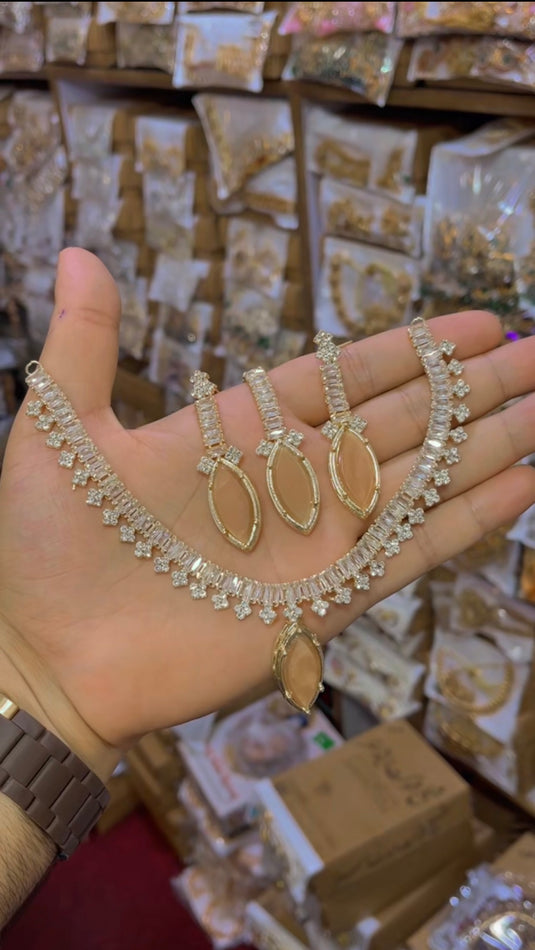 Zircone Nagina Doublet Stone Necklace Set (Ns083)