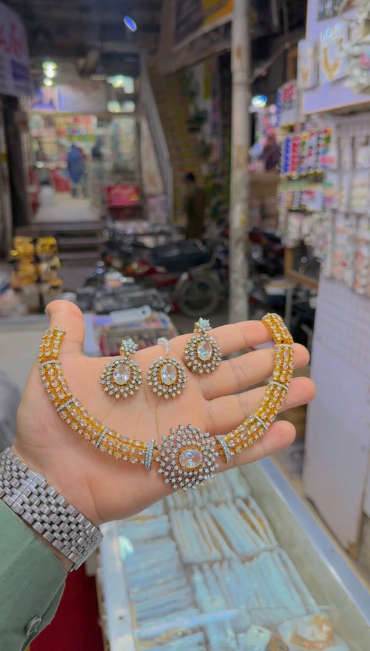 Diomand cut zircone necklace set (Ns318)