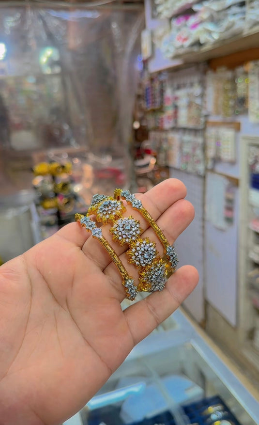 ganga Jumni diomand Cut 3pc bangles set (Bg303)