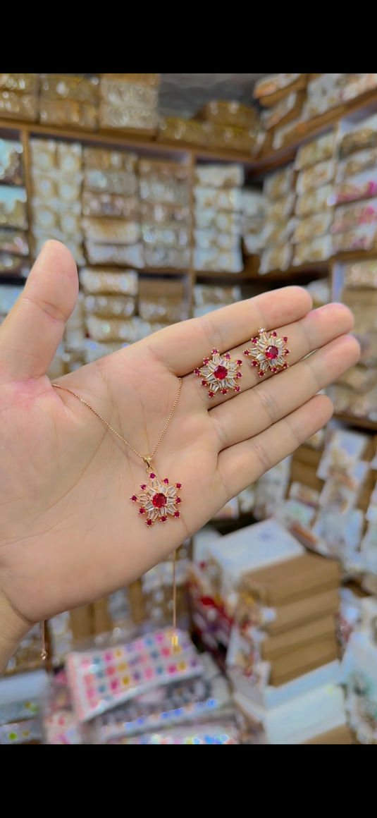 Zircone One Carrat Locket set(Ls123)