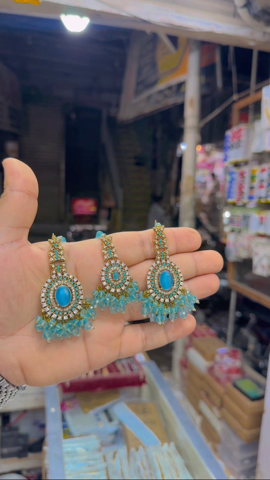 Zircone (Rajwari style) Very Good quality bindiya earrings (Bk38)