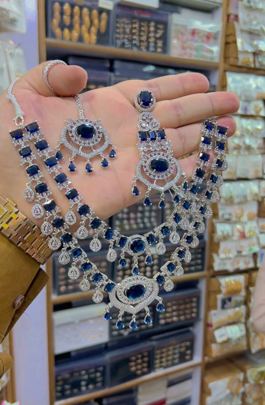 1 carat Ad Zircone 2bl layer Necklace set (Ns148)