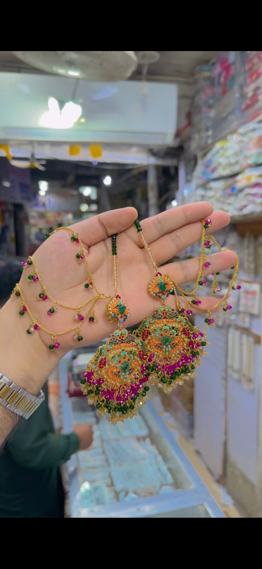 9 Ratan Necklace set with saharay walay Earrings(Ns339)