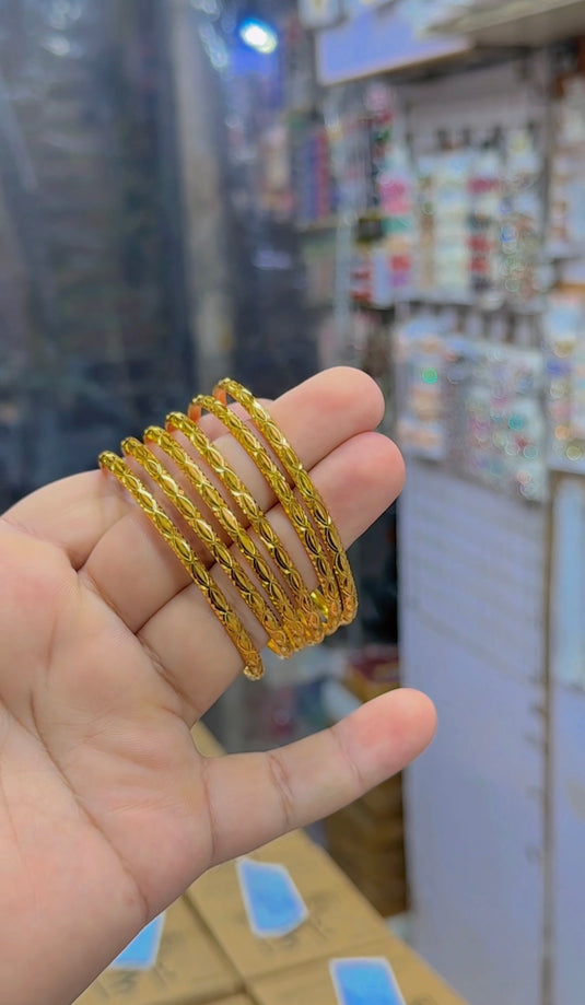 Gold plated (6pc) bangles (Bg319) (Daily wear item)
